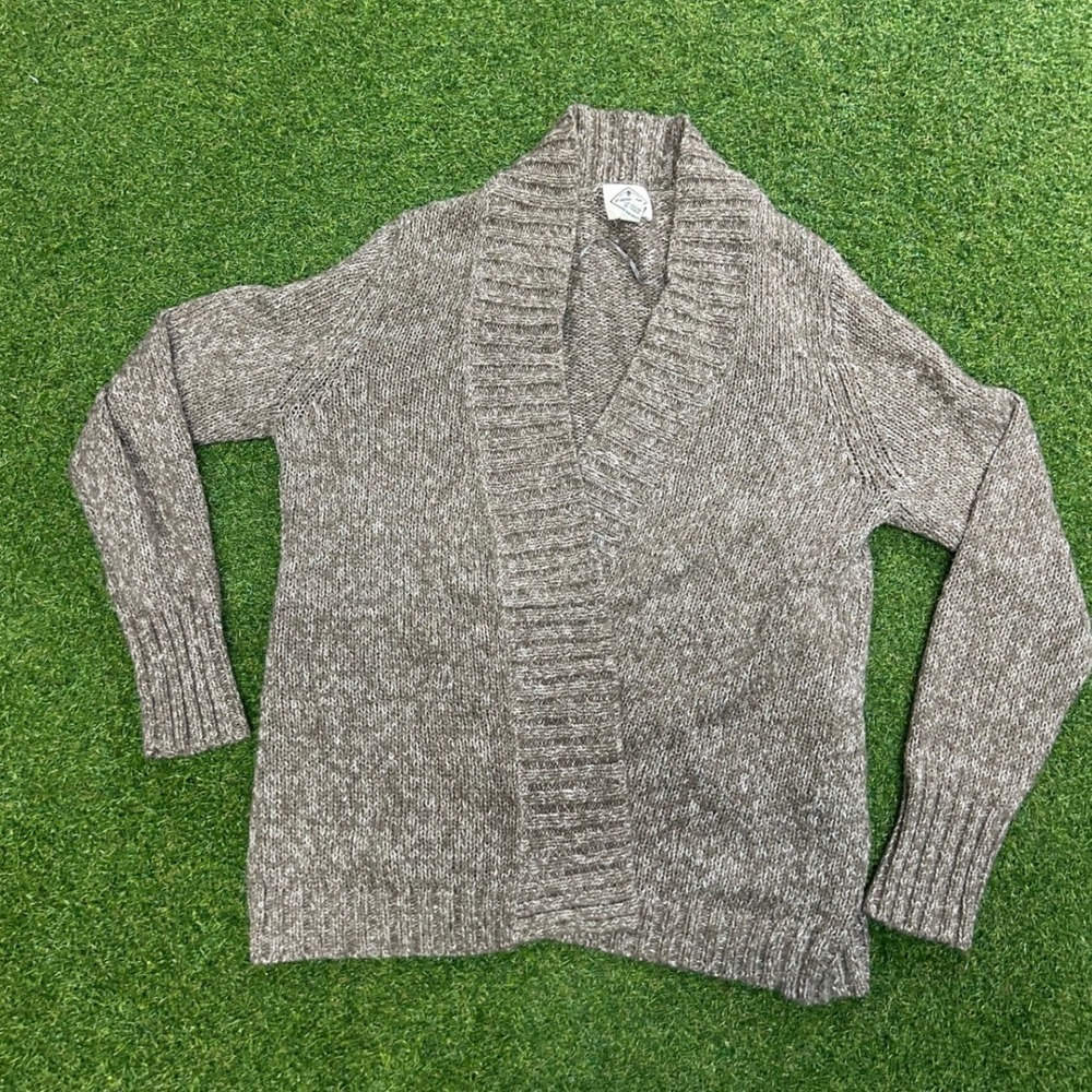 St Johns Bay Womens XL Brown Marled Shawl Collar Open Front Cardigan Sweater